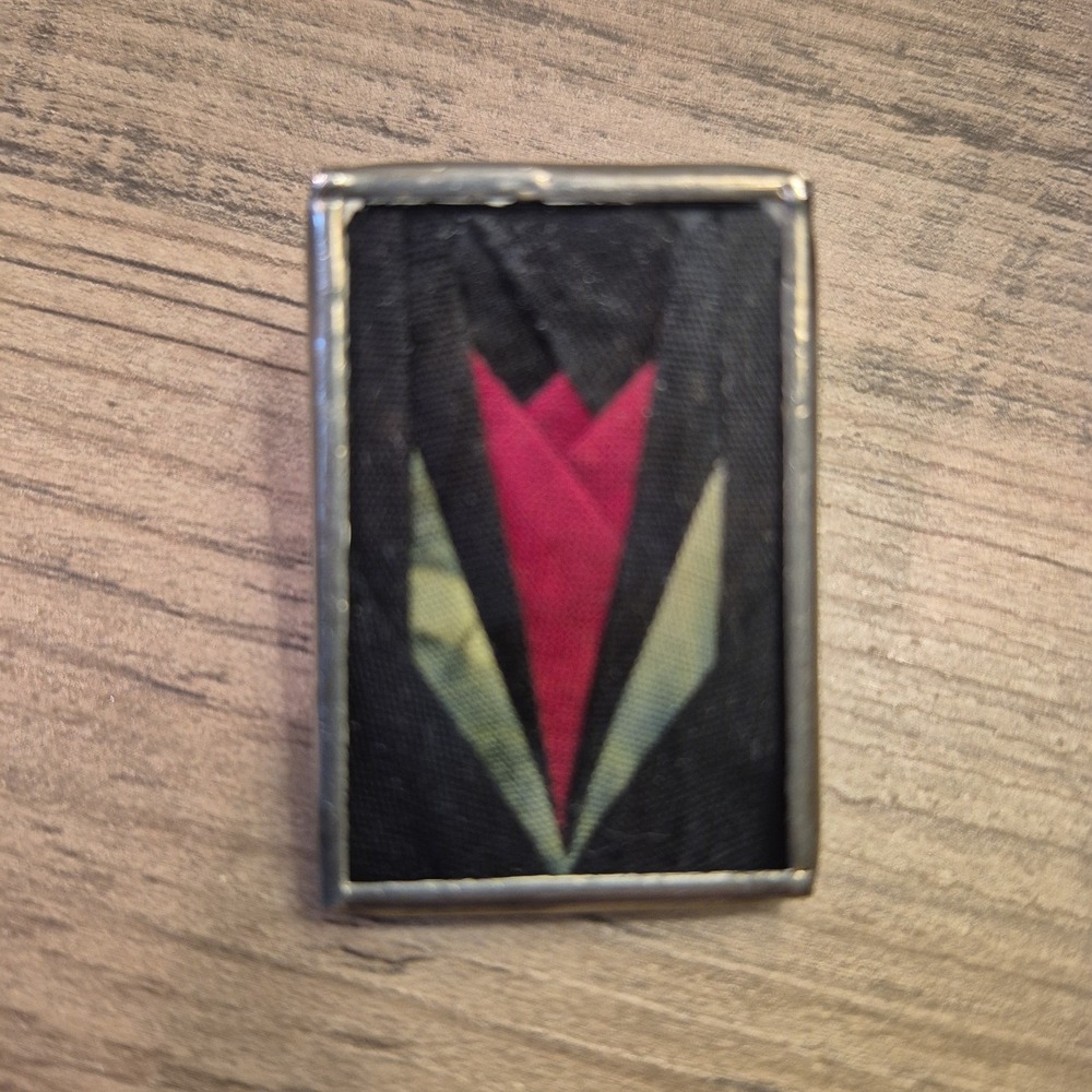 Handmade Soldered Fabric Tulip Brooch Pin - Stained Glass Style Wearable...